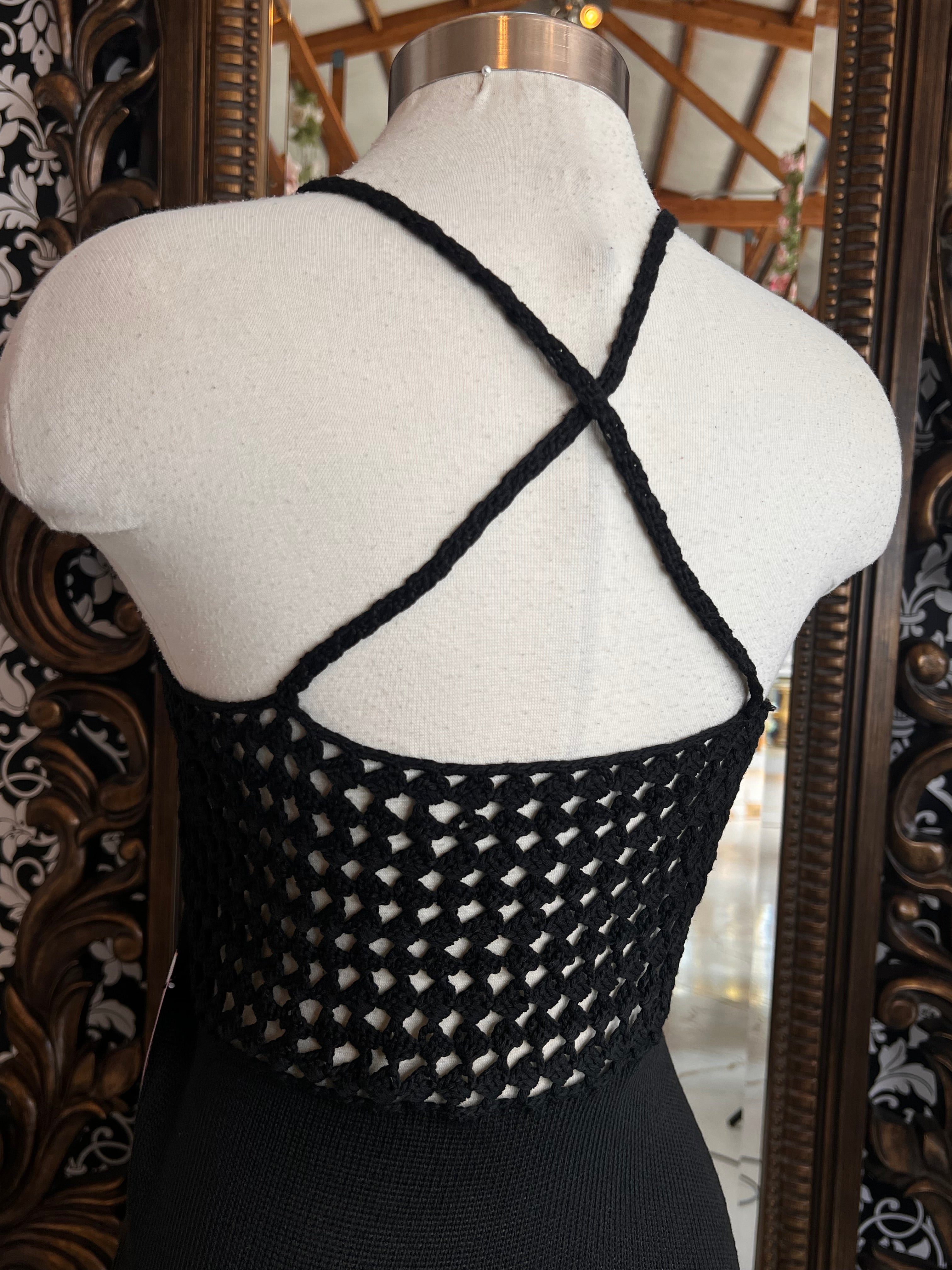 free people black crochet dress Carolina K Shell Crochet Dress