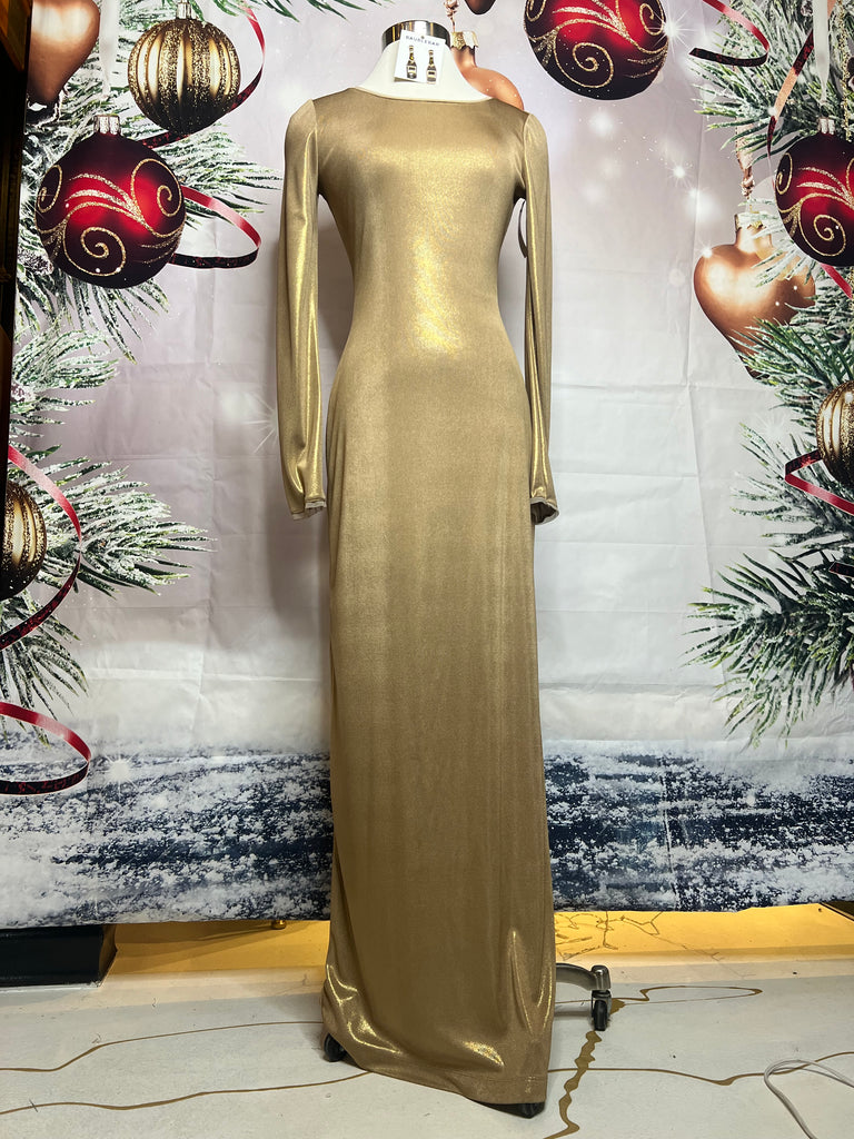 Gold Liquid Long Slit Dress By Bcbg GIRLe Boutique - Venue - Spa Gold Liquid Long Slit Dress By Bcbg GIRLe Boutique - Venue - Spa