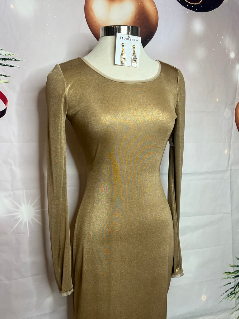 bcbg gold dress Goldie Gown